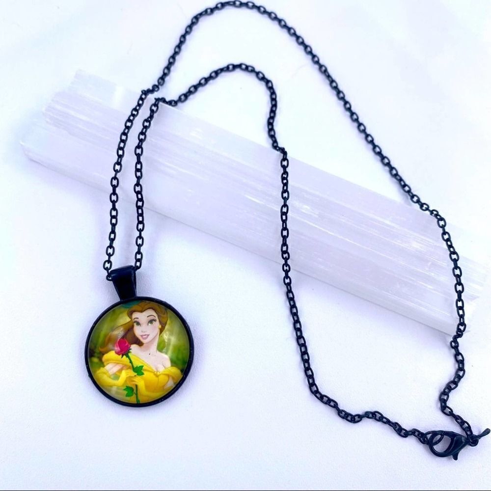 Disney Beauty And The Beast Cabochon Glass Necklace